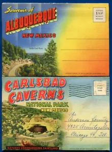 Lot von 2 New Mexico Postkarten Mappen Albuquerque & Carlsbad Höhlen Park Höhlen - Bild 1 von 2