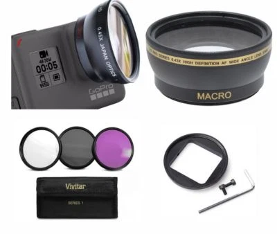 GOPRO HERO7 BLACK HD WIDE ANGLE LENS + MACRO LENS + 3 HD FILTERS KIT UV-CPL-FLD - Image 1 of 4