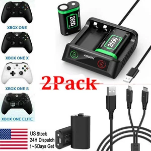 2*Rechargeable Battery+USB Charger Cable Pack For XBOX One/360/S/X Controller US - Picture 1 of 23