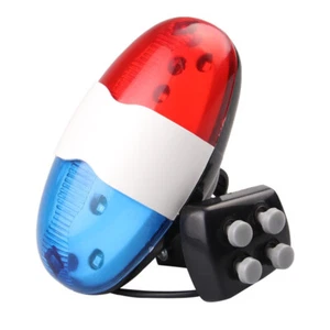 Fahrrad Polizei LED-Licht + 4 laute Sirene Ton Trompete Radfahren Hupe Glocke - Bild 1 von 6