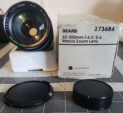 VINTAGE Sears 60-300mm f4.0-5.6 Macro Zoom Lens CANON Mount - Image 1 of 4