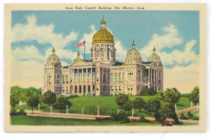 Postal de lino vintage del edificio del Capitolio del Estado de Iowa, Des Moines - Imagen 1 de 3