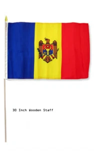 12x18 12"x18" Moldova Country Stick Flag 30" wood staff - Bild 1 von 1