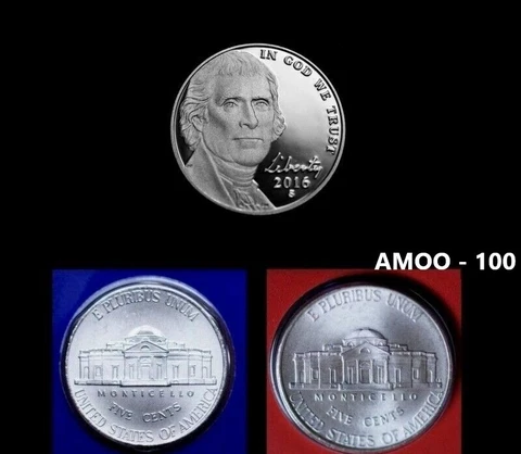 2016 P D S - Proof Jefferson Nickel with P & D from US Mint 3 Coin Set Cover