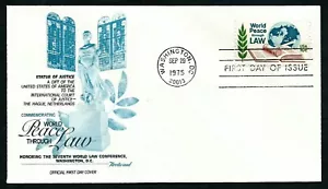 USA, SCOTT # 1576, FLEETWOOD FDC COVER WORLD PEACE THROUGH LAW, STATUE JUSTICE - Picture 1 of 2