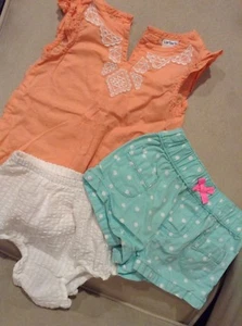 Carters Brand Baby Girl Mix Lot 6 Month Coral Teal White - Picture 1 of 10