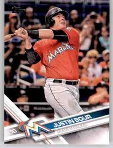 2017 Topps Series 2 Justin Bour Base Card MLB PWE Set Break Marlins #594 - Picture 1 of 2