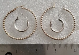 2 Pairs Sterling Silver Swirl Hoop Earring Circle Circular Round  - Picture 1 of 5