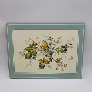 Vtg Pimpernel England Set 4 Blue Yellow Tit Birds Berries Cork Back Placemats - Picture 1 of 3
