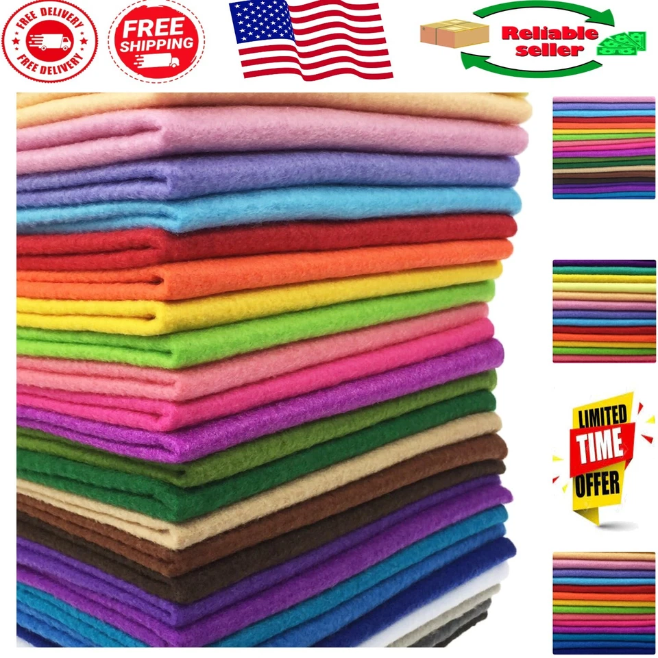 28-Piece Assorted Color Felt Pack - 1.4mm Thick Soft Fabric for DIY Crafts - Image 1 of 4