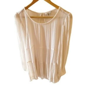 American Eagle White Gauze Baby Doll Top Blouse Lagenlook Boho Hippie Festival - Picture 1 of 6