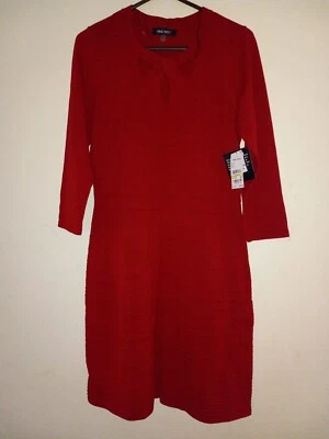 Vestido suéter rojo manga 3/4 para mujer Nine West talla M NUEVO Foto 1 de 3