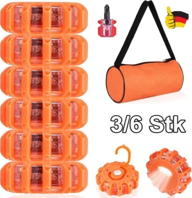 3/6X Wasserdicht LED Warnleuchte Auto Warndreieck Kfz Notleuchten Warnblitzer - Bild 1 von 4