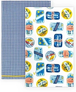 Bullseye Target 2pk Dishtowels Allover Canned Sardines and Gingham Playground - Picture 1 of 1