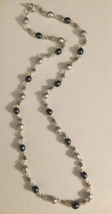 Michael Dawkins 925 Blue & Gray Freshwater pearl necklace, L 36”, Wt 64.9 Grams - Picture 1 of 4