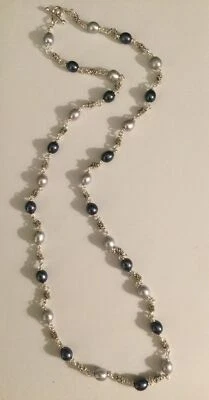 Collar de perlas de agua dulce Michael Dawkins 925 azul y gris, L 36”, peso 64,9 gramos Foto 1 de 4