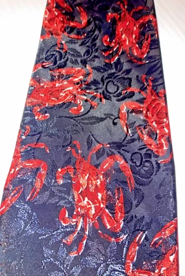 Corbata clásica vintage renacentista cuello hombre cangrejos y rosas negras poliéster Foto 1 de 4
