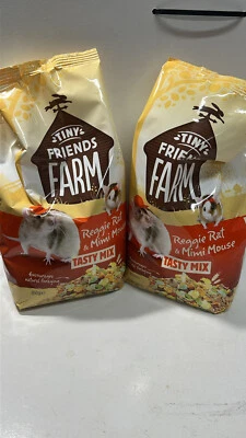 2 pk x Supreme Tiny Friends Farm Reggie Rat & Mimi Mouse Tasty Food Mix 850g All