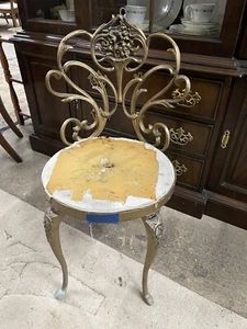 Vanity Boudoir Parlor Chair Stool Kessler Vintage Cast Aluminum Heavy Metal Diy - Picture 1 of 8