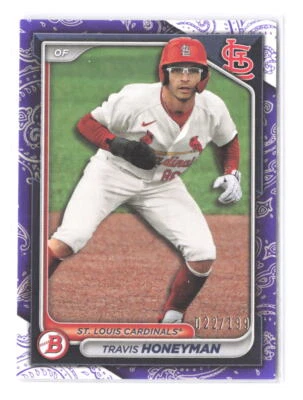 2024 Bowman Travis Honeyman #/199 Purple Pattern SP BP-46 Parallel Cardinals - Image 1 of 2