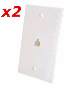2 Pack - 1-Port RJ11 6P4C Smooth Telephone Phone Jack Face Wall Plate - White - Picture 1 of 3
