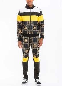 Comfortable Black Track Set for men with colorful print - size S - Picture 1 of 9