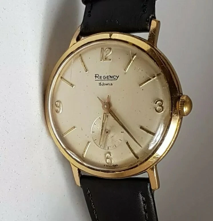 Hermoso reloj mecánico vintage enchapado en tono dorado Regency 15 joyas Foto 1 de 4