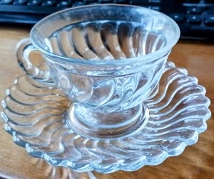 Set of 8 Fostoria Colony Vintage 1940s Cups and Saucers Formal Glassware - Bild 1 von 11