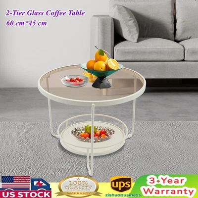 Modern Round 2-Tier Side Table, Coffee Table,tea table for balcony, study room - Image 1 of 4