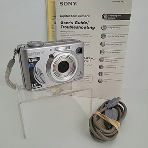 Cámara digital Sony Cybershot 5,1 MP plateada DSC-W5 con cable USB manual - Imagen 1 de 13
