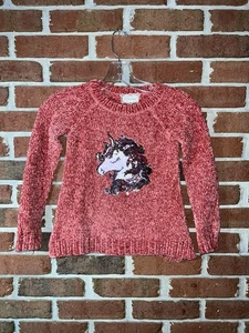 Btween Girls Youth Red/Pink Unicorn Sweater Sequin Size 6X - Picture 1 of 7