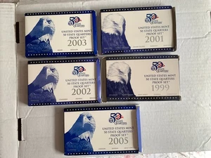 4 U.S. Mint 50 State Quarters Proof Sets 1999 2001 2002 2003 2005 with COAs - Picture 1 of 7