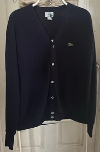 Cárdigan Suéter Orlon Tejido Azul Marino Izod Lacoste Vintage Años 70 80 Golf XL - Imagen 1 de 8