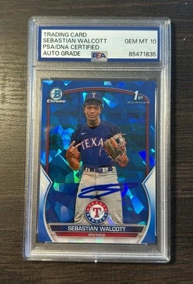 2023 Bowman Chrome Sapphire Sebastian Walcott PSA 10 Auto 1st RC BCP-189 - Image 1 of 2