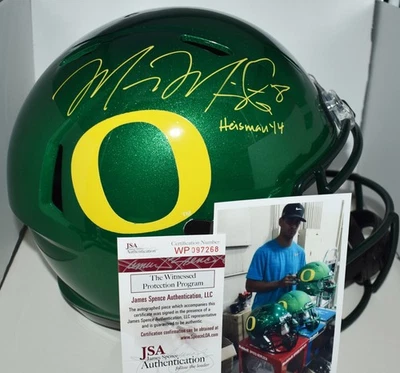 MARCUS MARIOTA SIGNED SPEED FULL SIZE REPLICA HELMET OREGON DUCKS HEISMAN 14 JSA - Image 1 of 4