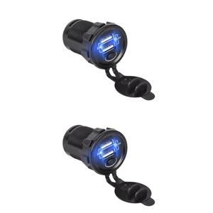 2pcs Dual USB Car Charger Dual USB Outlet Fast Charger Phone Charger with - Photo 1 sur 12