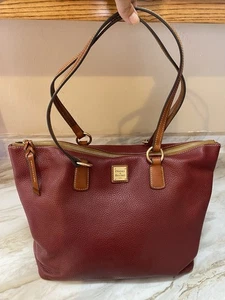 Dooney & Bourke Pebble Grain Tammy Tote Purse Handbag Maroon Soft Leather EUC - Picture 1 of 16