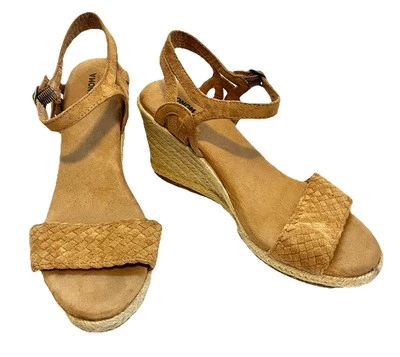 Sonoma Wedge Sandals Women’s Size 8.5 M Tan Suede Adjustable Cushioned Shoes - Image 1 of 4