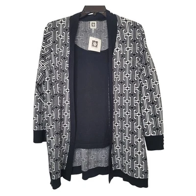 Conjunto sin mangas cárdigan estampado geográfico camelia negro Anne Klein talla XL nuevo con etiquetas Foto 1 de 4