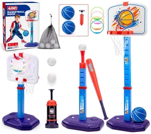 Meland Toddler Basketball Hoop 4-in-1 Kids Basketball Hoop with Tball Set for... - Picture 1 of 8