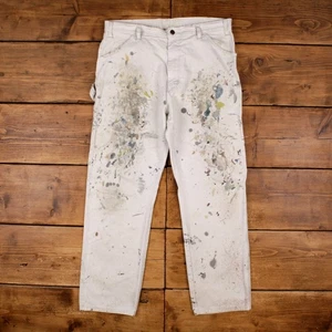 Pantalones Carpintero Vintage Dickies 36x32 Pintor Unisex Recto Blanco - Imagen 1 de 10