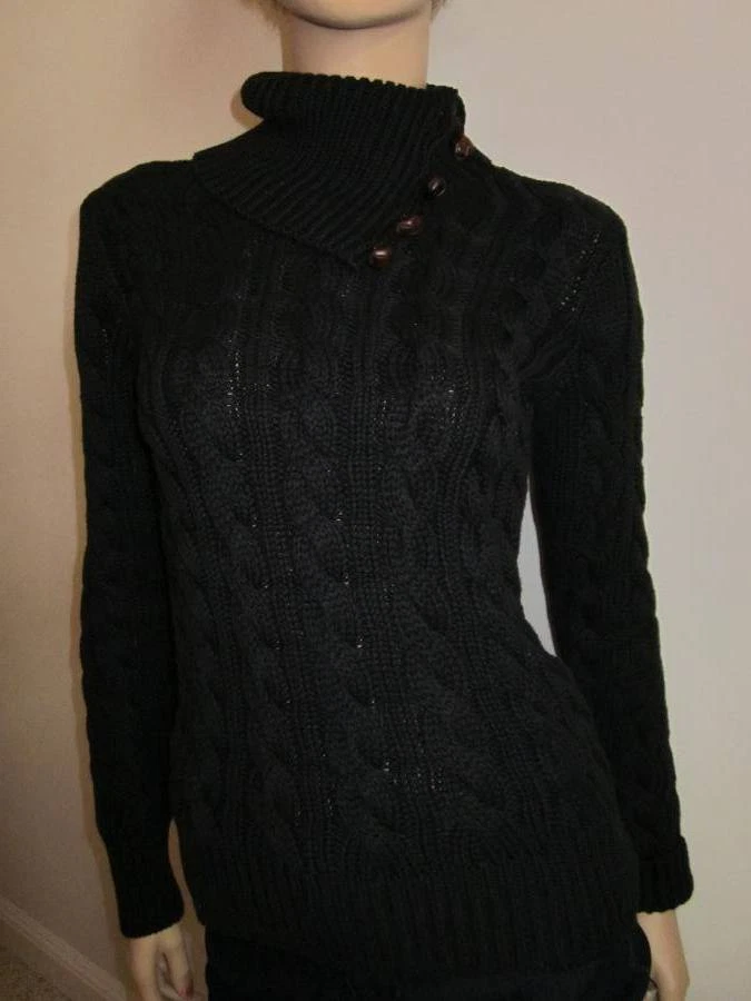 Ralph Lauren SUÉTER TEJIDO CABLE NEGRO NUEVO CON ETIQUETAS XS $398 Foto 1 de 1