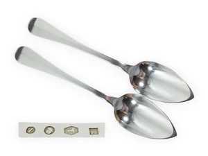Antique Victorian 1859 Dutch Pair of 833 Solid Silver Dessert Spoons WH Helweg - Picture 1 of 8