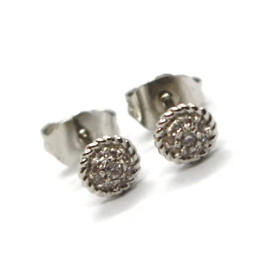 REBECCA BRONZE MINI LOBE EARRINGS, 6 MM, CUBIC ZIRCONIA, B14OBB54, MADE IN ITALY - Image 1 of 3