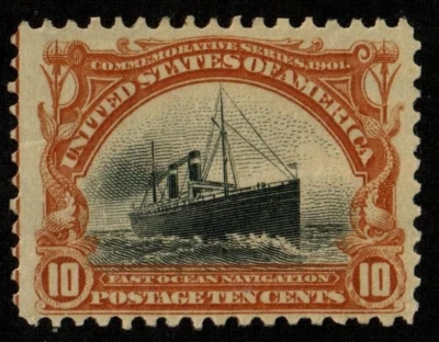 Scott 299 10¢ Ocean Navigation Steamship MH Free shipping in USA! - Image 1 of 2