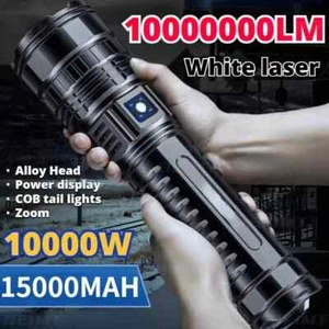 Linterna láser LED blanca 10000000LM batería incorporada focos de emergencia - Imagen 1 de 18