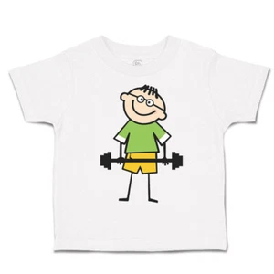 Toddler T-Shirt Funny Kid Weight Training with Smiling Boy & Girl Clothes Cotton - Picture 1 of 39