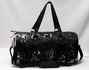 100% Real Cow hide hair on Leather Ttravel/Dufflebag Weekender BagB-503 - Picture 1 of 9