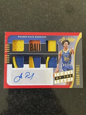 Jordan Poole 2019-20 Absolute Rookie Tools of the Trade 6 Swatch Signatures #/10 - Image 1 of 4