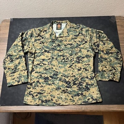 USMC MARPAT Slant Pocket Shirt Marine Corps Digital Combat Top Woodland Vintage - Image 1 of 4